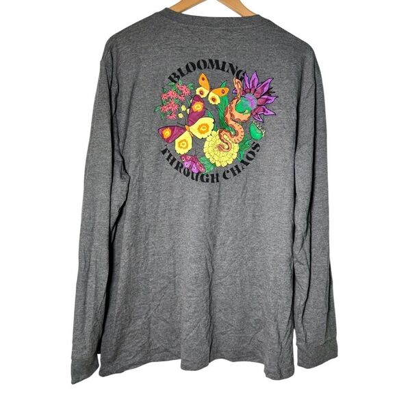 Tomboy X Blooming Through Chaos Gray Long Sleeve Graphic T-shirt Women’s 2X - Picture 1 of 5